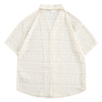 Loose Casual Hollow Pattern Cuban Collar Shirt