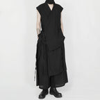 Dark Cotton Linen Lace Vest