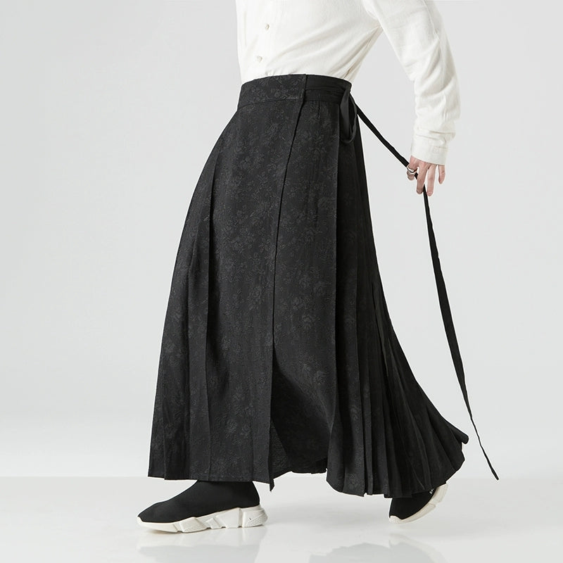 Hanfu Tie Pleated Skirt Hakama Pants