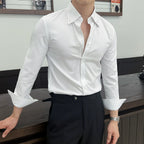 Striped Point Collar Casual Slim Shirt