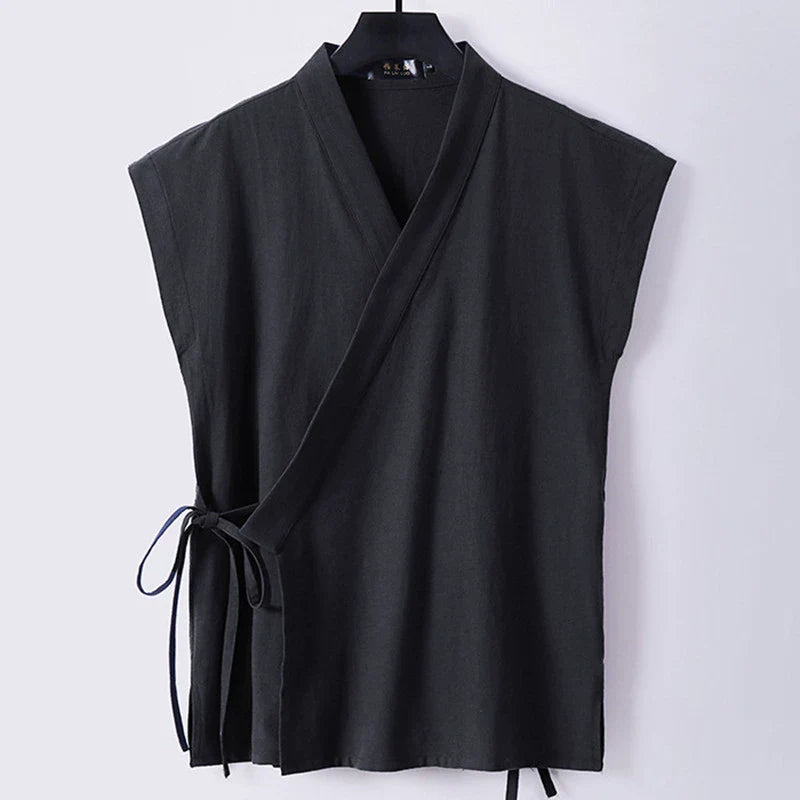 Slanted Collar Loose Vest