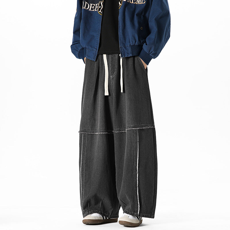 Raw-edge American Harem Straight Pants
