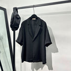 Embossed Pattern Solid Color Lapel Shirt