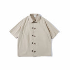 Cotton Japanese Retro Wooden Horn Button Shirt