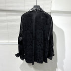 Dark Embroidered Loose Retro Shirt