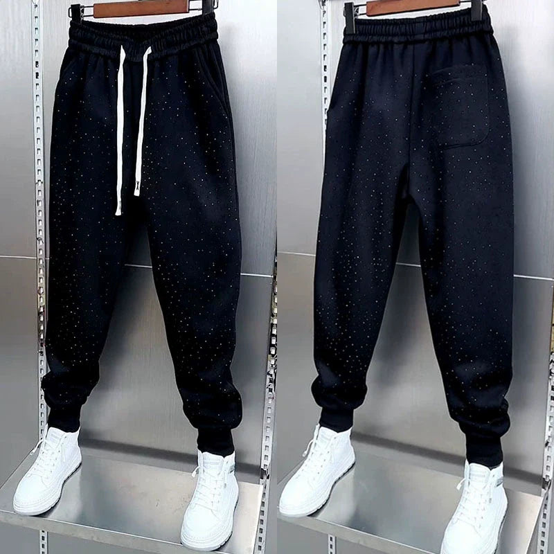 Starry Rhinestone Cuffed Sweatpants