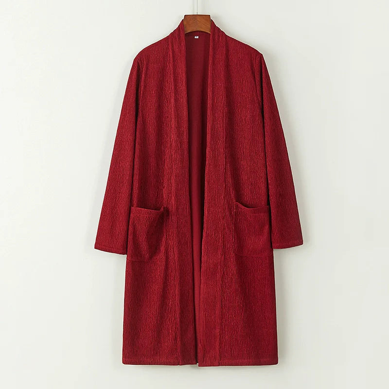 Vintage Long Solid Color Cardigan