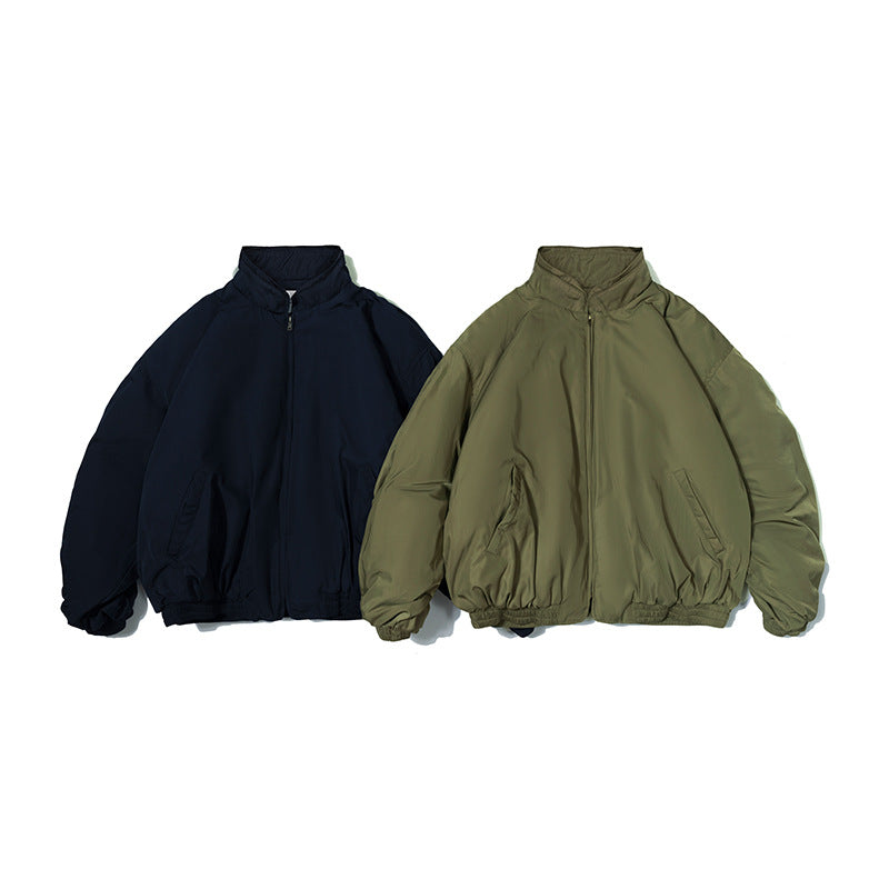 Japanese Retro Solid Color Silhouette Stand Collar Cotton Coat