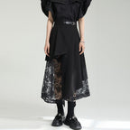 Irregular High-waist Paneled Mesh Skirt