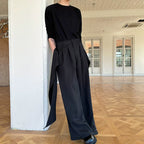Retro Ribbon Casual Wide-leg Irregular Trousers