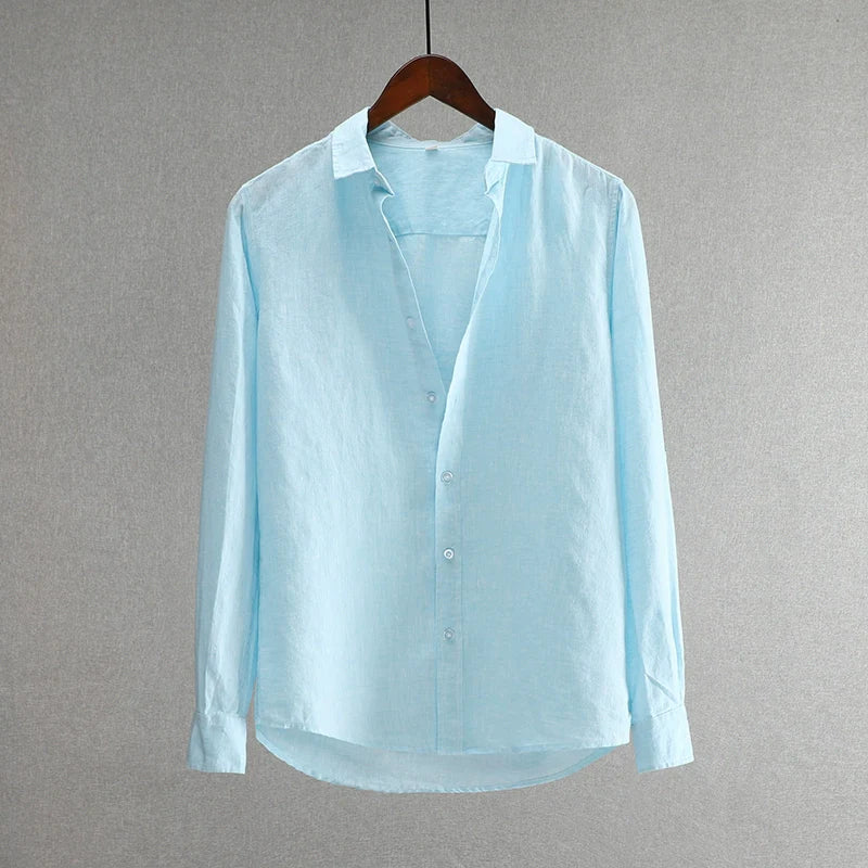 Lapel Linen Loose Thin Casual Shirt