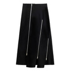Loose Casual Zipper Slit Skirt