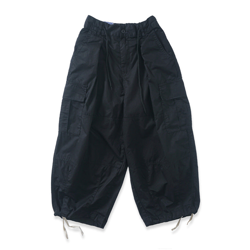 Japanese Retro Silhouette Multi-pocket Straight Wide-leg Pants