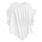 Pleated Irregular Butterfly Sleeves Round Neck T-shirt
