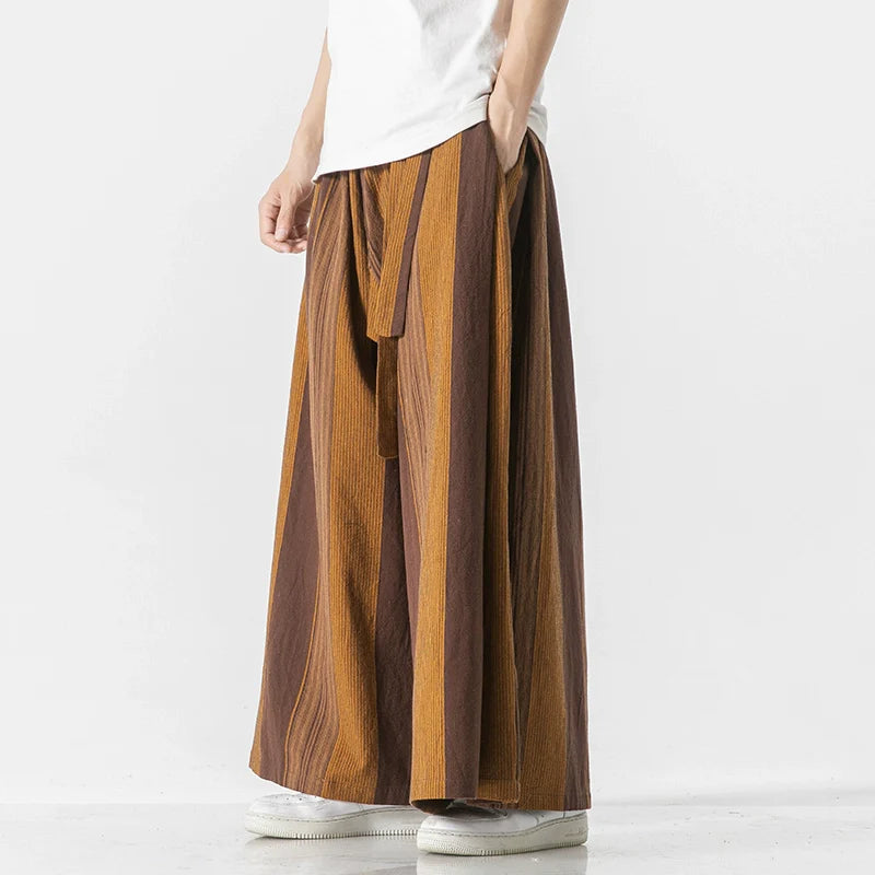 Striped Straight Wide-leg Casual Culottes