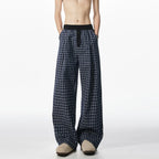 American Loose Wide-leg Patchwork Plaid Pants