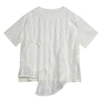Asymmetric Round Neck Loose Fake Two-piece T-shirt