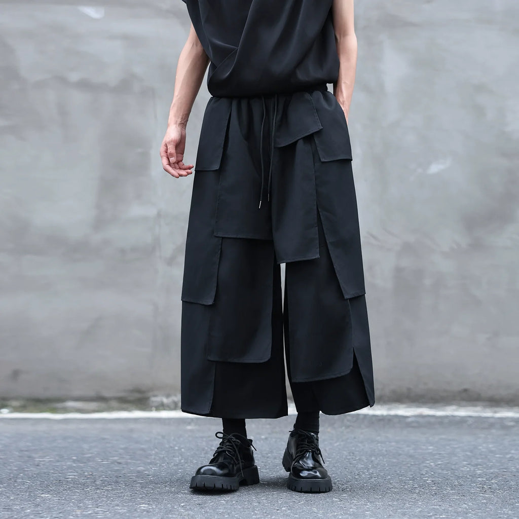 Layered Stitching Casual Suit Wide-leg Pants