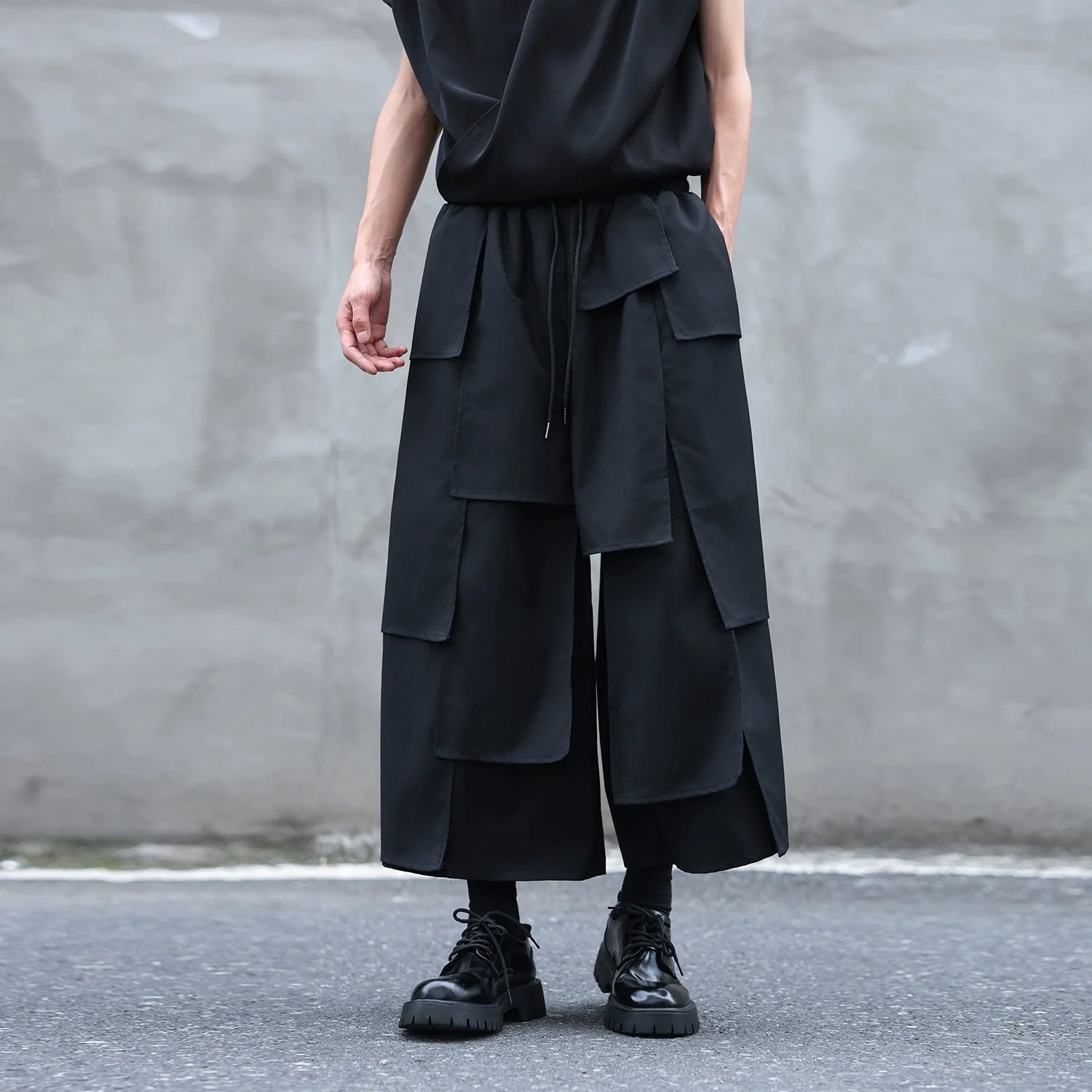 Layered Stitching Casual Suit Wide-leg Pants