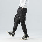 Black Slim-fit Multi-pocket Casual Pants