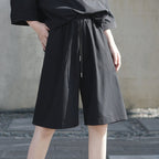 Summer Black Drawstring Loose Pants