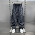 Retro Pleated Multi-Pocket Loose Straight Wide-Leg Pants