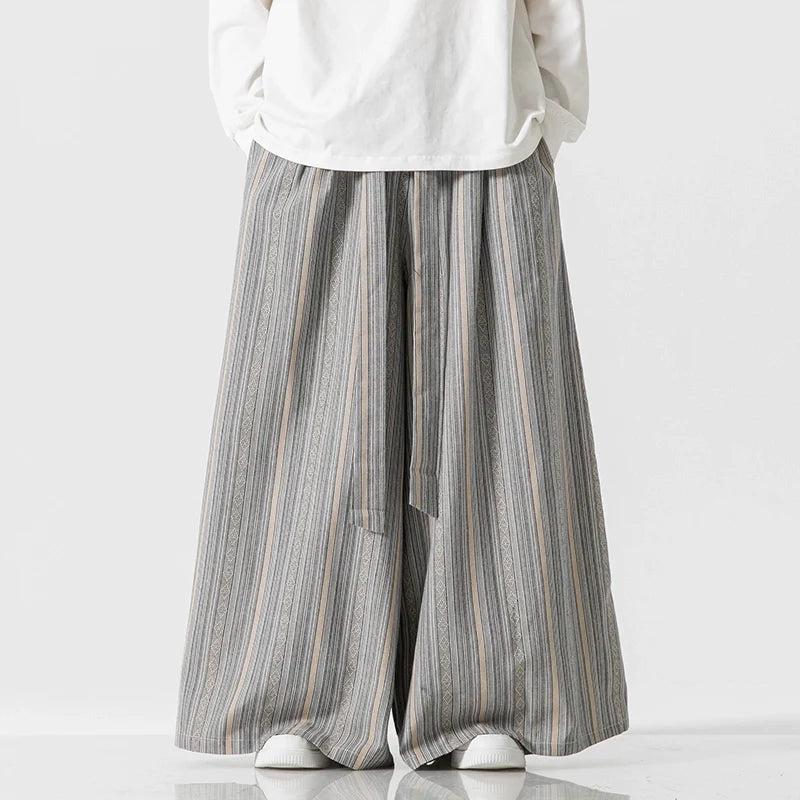 Loose Culottes Harem Stripe Casual Pants