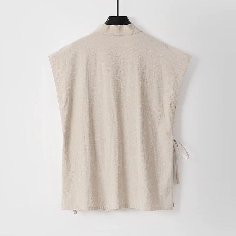 Slanted Collar Loose Vest