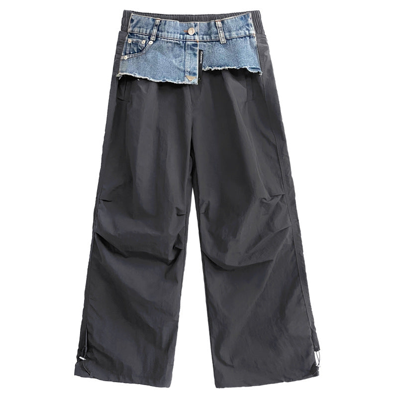 Denim Contrast Patchwork Pants