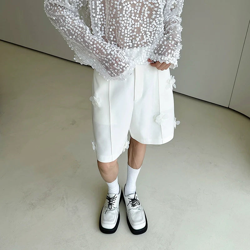 3D Embellished Casual Wide-leg Shorts