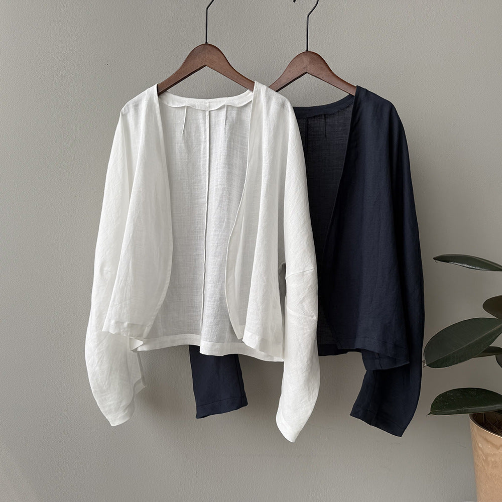 Vintage Ramie Loose Cardigan Shirt