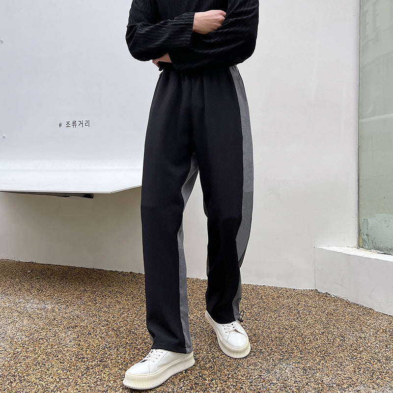 Stitching Contrast Color Drawstring Slacks