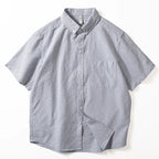 Blue Striped Cotton Loose Casual T-shirt