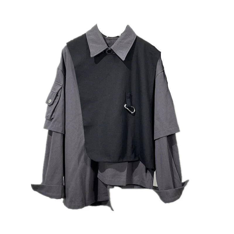 Irregular Fake Two-piece Long-sleeved Shirt