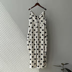 French V-neck Polka Dot Sleeveless Vest Dress