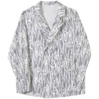 Water Ripple Print Lapel Long-sleeve Shirt