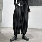 Striped Loose Cropped Harem Casual Pants