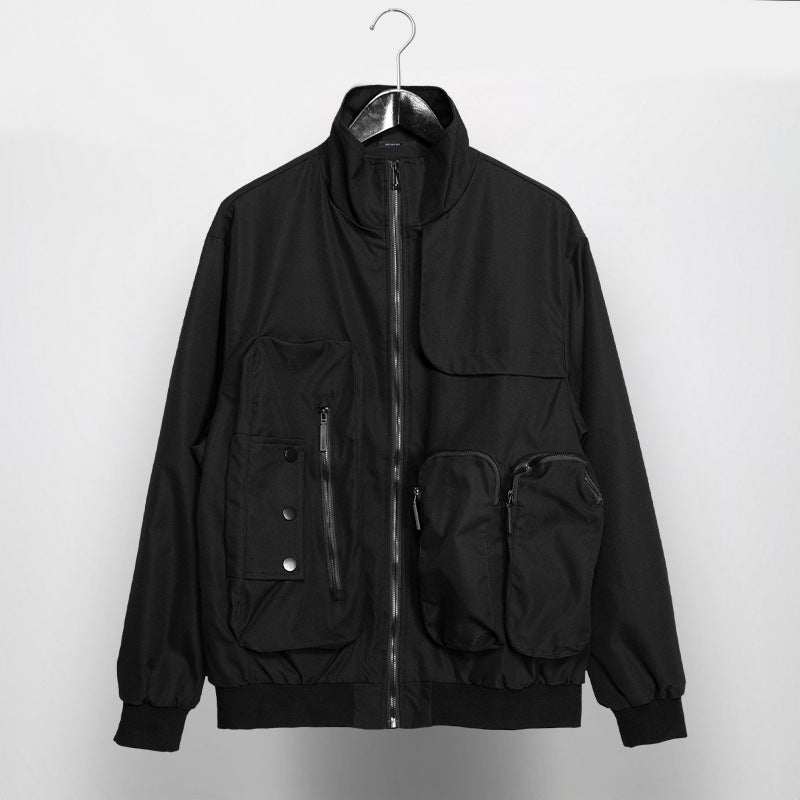 Stand Collar Casual Pocket Work Jacket