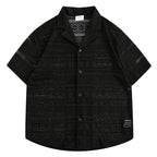 Loose Casual Hollow Pattern Cuban Collar Shirt