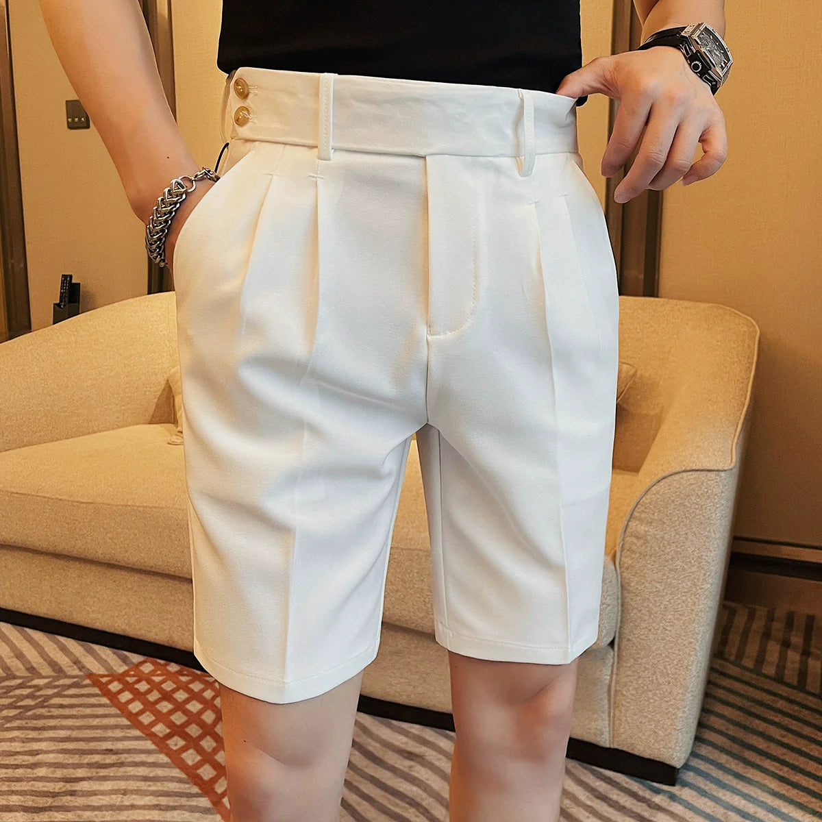Summer Solid Color Casual Slim Fit Shorts