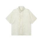 Summer Vintage Satin Jacquard Tassel Shirt