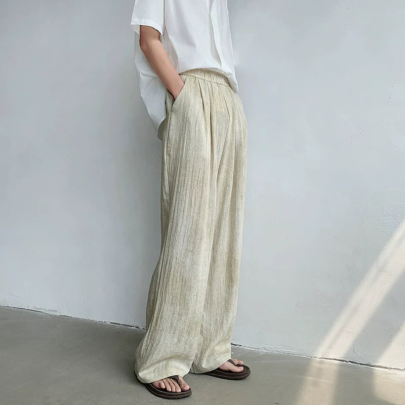 Linen Casual Wide-Leg Pants Loose Drape
