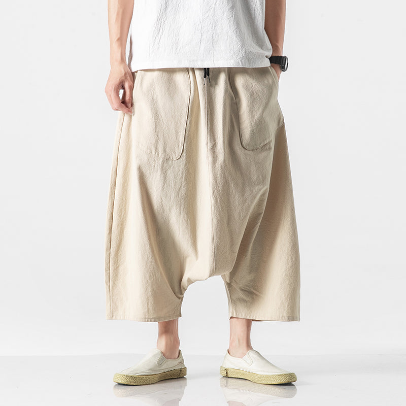 Summer Loose Low-crotch Baggy Cropped Pants