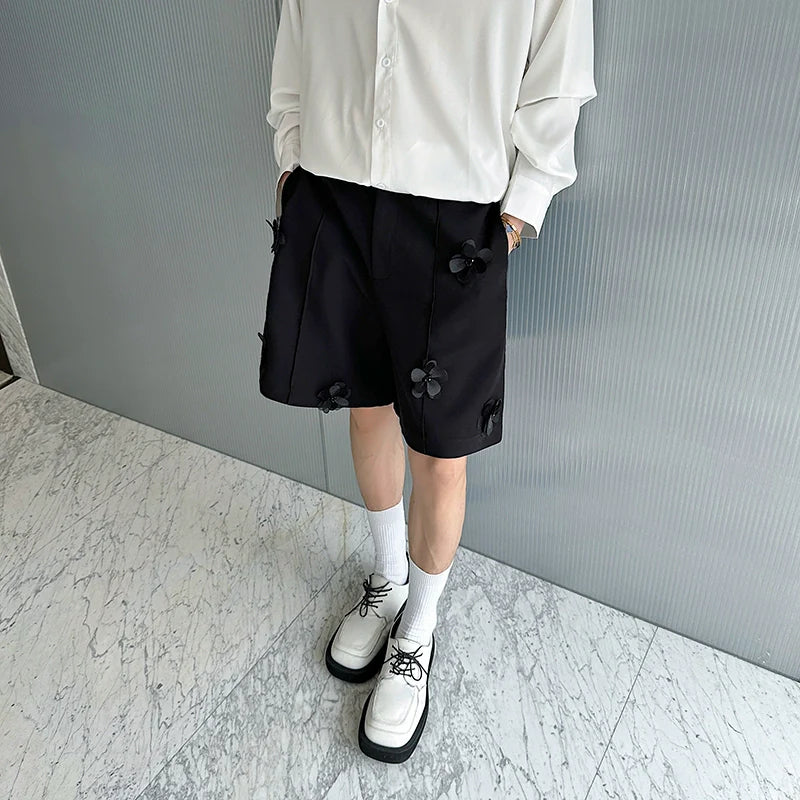 3D Embellished Casual Wide-leg Shorts