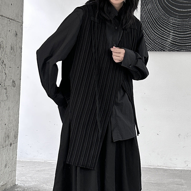 Irregular Striped Ribbon Vest