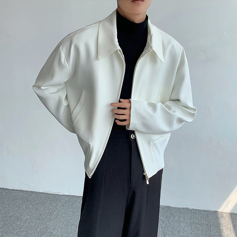 White Short Shoulder Padded Jacket