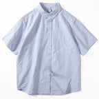 Blue Striped Cotton Loose Casual T-shirt
