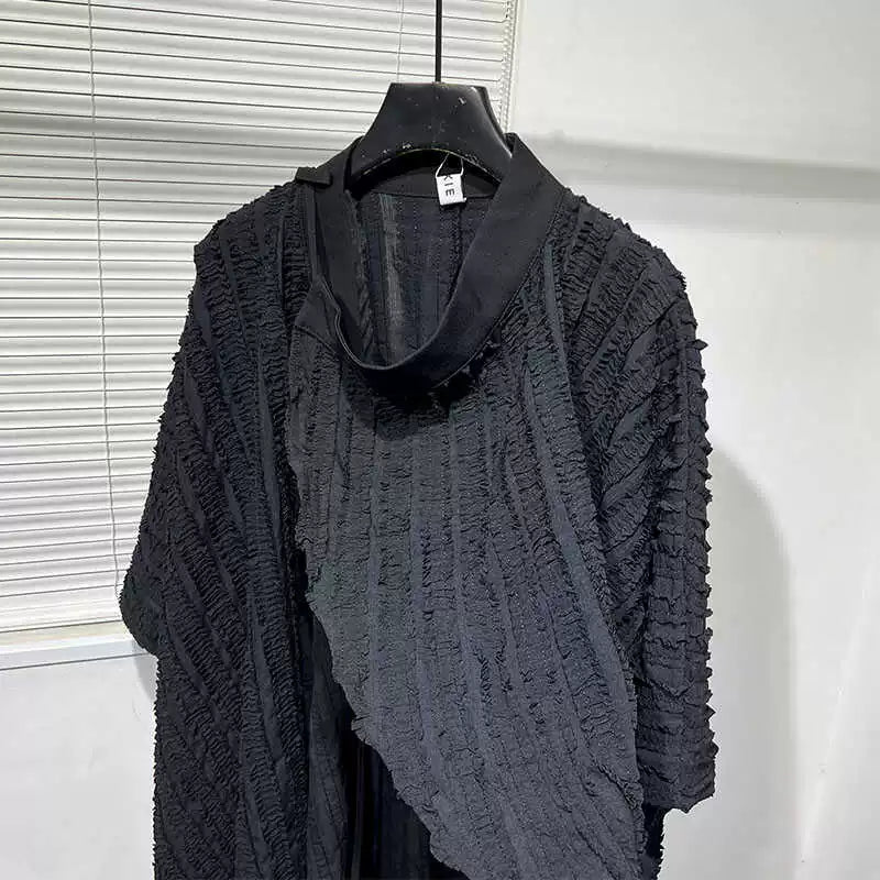 Irregular Pleated Loose Bat Sleeve Shirt Cardigan