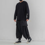 Functional Nine-point Pleated Wide-leg Pants