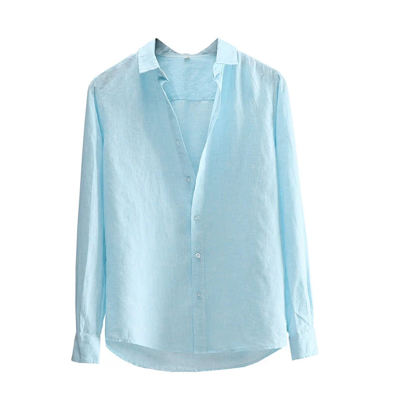 Lapel Linen Loose Thin Casual Shirt